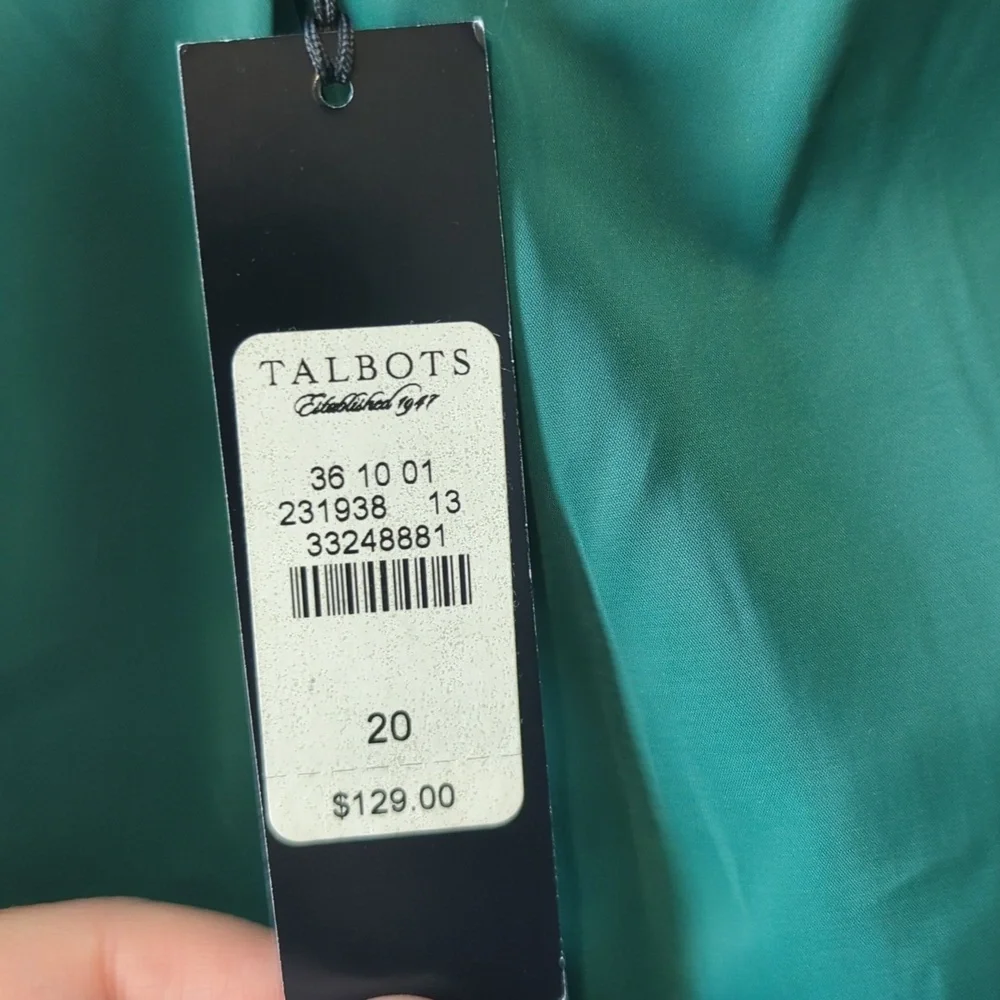 Talbots Emerald Green Cotton Silk Blazer Jacket Women's Size 20 NWT - Picture 4 of 11
